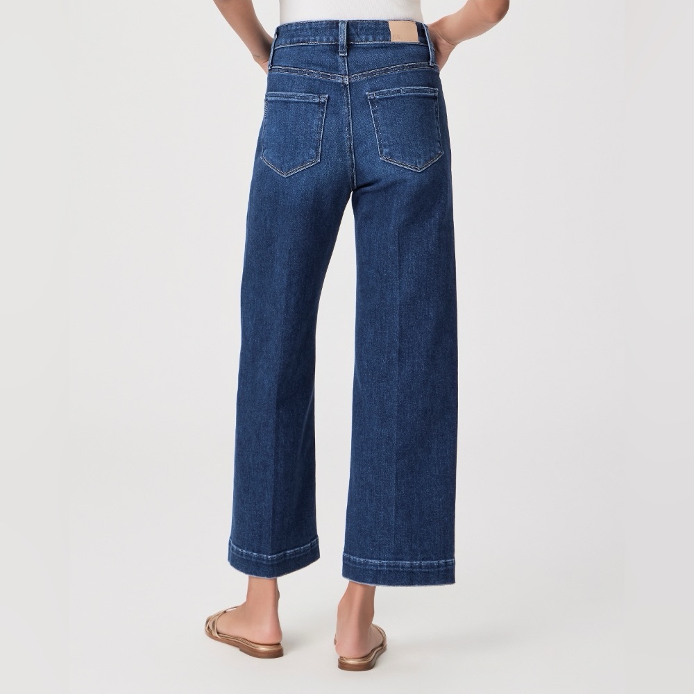 Paige Anessa Wide Leg Jeans Cropped Dark Denim Jean Size 32 - Picture 3 of 12